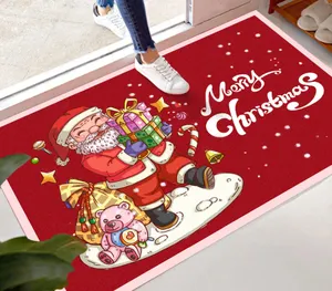 Bedrukt Logo Kerst Decoratie Entree Vloermatten Vrolijk Kerstfeest Indoor Voordeur Mat