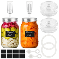 Kit de Fermentation de Bocaux Mason à Bouche Large de 86MM Couvercles Poids en Verre Sas pour Choucroute Légumes Comprend Fer Métal Plastique