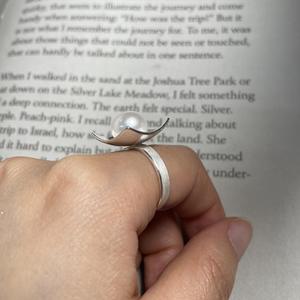 Bague en argent pur S925, design minimaliste de luxe léger, classique, avec une seule perle, pour femmes, bague tendance haut de gamme - Product Image 5