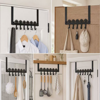 Porte-manteau mural moderne en métal avec 6 crochets découpés en forme de fleur, écologique et durable, sans perçage, en fer forgé, pour rangement domestique et chambre à coucher