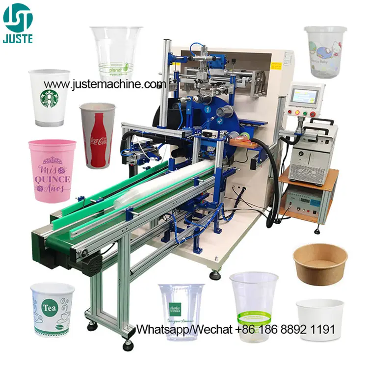 High Speed Silk Screen Printer Circular Cup Single Colour Automatic Press Screen Printing Machine For Round Plastic Cup Pipe