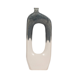 Vaso in Ceramica Curvo con Ritagli, Design Bicolore per Arredamento Soggiorno, Camera da Letto, Ufficio - Product Image 1