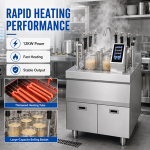 Olla Eléctrica Comercial para Cocinar Pasta con 6 Cestas y Elevación Automática, 12KW, Acero Inoxidable, con Control Inteligente - Product Image 3