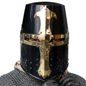 CHk Crusader Medieval Helmet Handmade Polished Metal Still Life Vintage Home Decor Father's Day Mother's Day Christmas New Year - Product Image 1