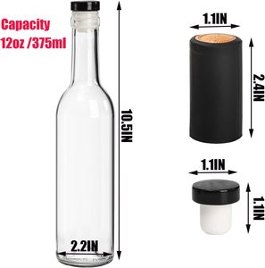 375ml/500ml/<b>750ml</b> Frosted Clear Glass Wine for Fruit <b>Bottles</b> with Screen Printing and Rubber Stopper - Product Image 3