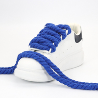 Lacets de qualité supérieure en coton 8 mm, multifonctionnels, ronds, colorés, plus épais, blancs, à trois brins torsadés pour baskets