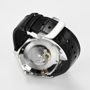 Montre-bracelet mécanique pour homme en cuir, avec verre minéral, style casino, diamant, bouton européen, pour le sport et le jeu de roulette analogique - Product Image 3