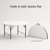 Table à manger ronde pliable en polyéthylène pour usage domestique lors de fêtes de famille, design simple, capacité 10 personnes