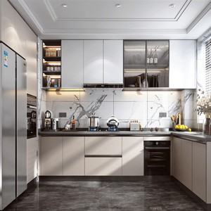 Diseño <span class=keywords><strong>de</strong></span> <span class=keywords><strong>Isla</strong></span> <span class=keywords><strong>de</strong></span> Cocina Semiabierta ME LDK, Muebles Curvos Multifuncionales, Roble Macizo, Estilo Moderno, Tablero Resistente al Agua, Sistema J-Pull - Product Image 4