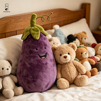 Coussin en peluche aubergine violet vif - Coussin décoratif doux en forme de légume - Décoration alimentaire unique pour chambre d'enfant