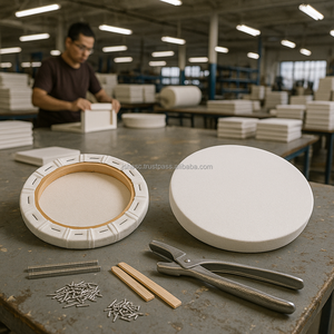 Toile de peinture ronde tendue en coton 100% de 280g, taille personnalisée, cadre en MDF de haute qualité, blanc vierge, pour artiste - Product Image 6