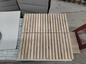 Belle planche murale moderne salle de bain travertin marbre mosaïque carrelage rétro mosaïque pour pilier décoration pierre naturelle cannelée - Product Image 2