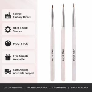 Pinceau à ongles en acrylique Slim Point avec manche ergonomique, poils en nylon non pelucheux, pour manucure en salon et marque privée - Product Image 1