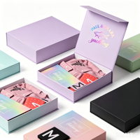 Boîte cadeau magnétique personnalisée en violet lavande, logo holographique, boîte d'emballage rigide en papier pliable pour vêtements