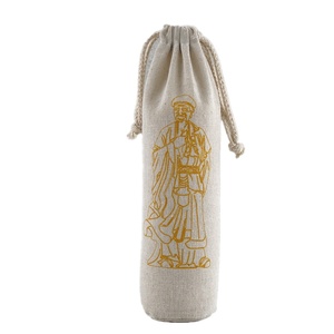 Sac à vin en jute pour les fêtes de Noël, sac cadeau à cordon, promotion, sac de transport pour vin de Noël - Product Image 1