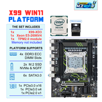 NOUVEAU Kit X99-XD3 M-ATX compatible avec le démarrage sécurisé Win11, 4x DDR3 ECC Ram, Intel Xeon E5 2696 V4, TPM2.0, Combo carte mère X99 DDR3