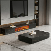 Mueble de TV con Chimenea Eléctrica Directo de Fábrica, Mueble de Salón de Lujo con Cajones de Madera Maciza y Chimenea Integrada