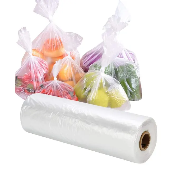 カスタム食品収納袋プラスチック農産物ロールバッグ食料品果物野菜パン用クリア収納バッグ