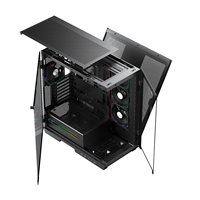 Casing PC Gaming EATX/ATX/MATX kualitas tinggi desain pemandangan laut dengan kaca Tempered OEM USB3.0 kabinet menara menengah desain gantung unik