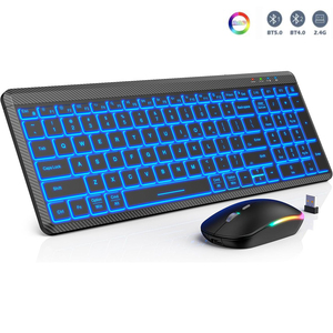 ชุดคีย์บอร์ดและเมาส์ไร้สายแบบเงียบพร้อมไฟ RGB ตอบสนองรวดเร็วไม่มีดีเลย์ ชุดคีย์บอร์ดและเมาส์แบบชาร์จได้สำหรับเดสก์ท็อป/แล็ปท็อป - Product Image 1