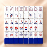 Ensemble de Mahjong Américain Patriotique de Luxe 160 Pièces Tuiles en Acrylique Portables Motif Drapeau Américain Aigle 4 Juillet Divertissement Familial