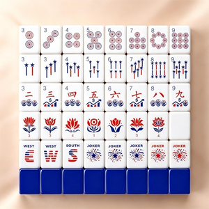 Ensemble de Mahjong Américain Patriotique de Luxe 160 Pièces Tuiles en Acrylique Portables Motif Drapeau Américain Aigle 4 Juillet Divertissement Familial - Product Image 2