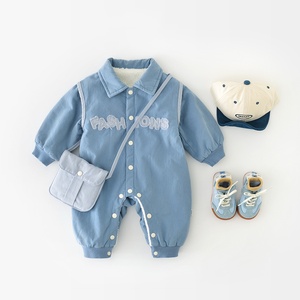 Automne et hiver bébé garçon col <span class=keywords><strong>thermique</strong></span> <span class=keywords><strong>body</strong></span> avec sac à manches longues vêtements pour bébés épaissi bébé barboteuses - Product Image 1