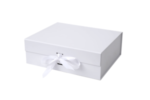 Caixa de Presente Rígida Dobrável Magnética Branca Personalizada com Logotipo em Hot Stamping, Ecológica, Portátil, com Laço de Fita de Cetim, em Papel Rígido Reciclável - Product Image 5