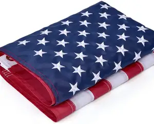 Ricamo 50 stelle bandiera nazionale americana poliestere durevole personalizzato 3x5 strisce cucite ricamate bandiera americana