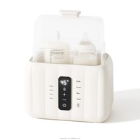 Stérilisateur double biberon au design moderne avec programmation 24h, chauffe-biberon pour bébé, écran LCD, matériau PP, puissance 200W, CE 220V