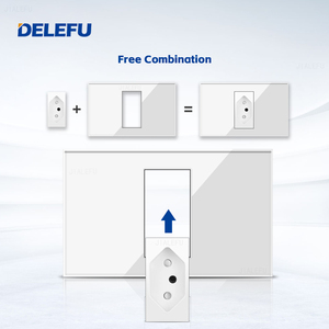 <span class=keywords><strong>Panel</strong></span> de vidrio templado DELEFU 10A 20A Single Brasil Standard 118*72m Enchufe de pared Blanco Negro Oro Gris - Product Image 4