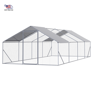 XPT036 büyük demir tavuk Run Coop 3W * 8L * 2H Walk-in kanatlı kafesleri ile su geçirmez güneşlik Metal tel açık evcil hayvan kafesi - Product Image 1