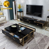 Ensembles de meubles métalliques, ensembles de salon, meubles de luxe d'usine, table TV en bois, armoires modernes, supports TV en verre avec tiroirs à vendre