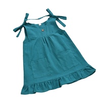 Barboteuse Bébé Personnalisée Unie à Bretelles Croisées en Coton et Lin, Col en V, Manches Courtes, Volants Jaunes, Salopette pour Enfants
