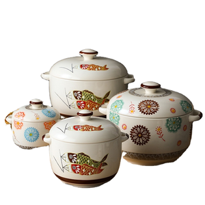 Recipiente de Cerámica Clásico Estilo Japonés para Almacenamiento de Alimentos, Pintado a Mano, Impermeable, Sostenible, Multifuncional, Capacidad de 1-2L - Product Image 1