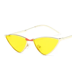 fish frame glasses Suppliers-New fashion kitten fish eye glasses frame colorful lens candy ocean yellow sunglasses metal eyeglass frame men 2020 Sunglasses