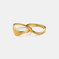 Cincin Wanita YF6547 Fashion Anti Karat Bahan Stainless Steel Hipoalergenik Lapis Emas 18k Bentuk Melengkung Motif Bunga Matahari