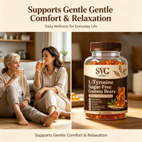 Complément alimentaire pour adultes à base de L-Tyrosine 1000 mg, sans sucre, végétalien, en gommes, pour la concentration cognitive et le soutien quotidien du bien-être, directement de l'usine