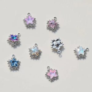 Colgantes de estrella de circonita chapados en aleación de zinc para la fabricación de pendientes, componentes de joyería DIY GJ178 - Product Image 3