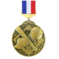 Médailles sportives créatives en alliage de zinc moulé, or, argent, bronze, pour événements de baseball, commémoratives, logo 3D personnalisé, vente en gros sur mesure