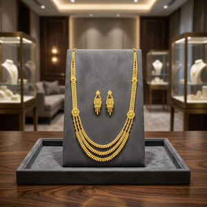 Colliers en or micronisé 14K, 18K, 24K, style Rani Haar, à 3 couches, avec panneaux floraux, ensemble de bijoux de mariée traditionnels, vente en gros - Product Image 5
