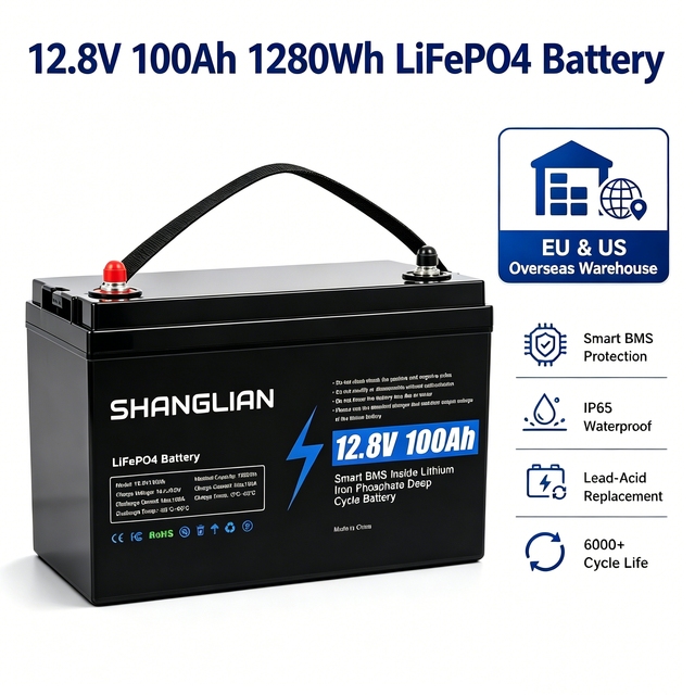 Cylindrical 3.2V 100Ah LiFePO4 Battery Cells Pack 12.8V 100Ah Deep Cycle Battery for Solar Off-Grid Home Energy Storage