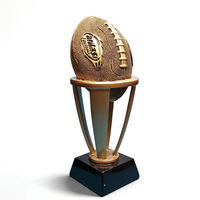Trophée de football en résine en gros, taille personnalisée, récompense sportive américaine avec base en forme de tour, sculpté et peint à la main, durable