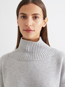 Quá Khổ <span class=keywords><strong>Chunky</strong></span> cao cổ Cashmere Áo len đan 100% Cashmere phụ nữ áo len - Product Image 5