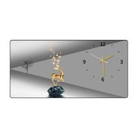 Horloge murale décorative d'art moderne, peinture décorative en cristal, porcelaine et acrylique avec cadre en PVC pour la décoration murale du salon