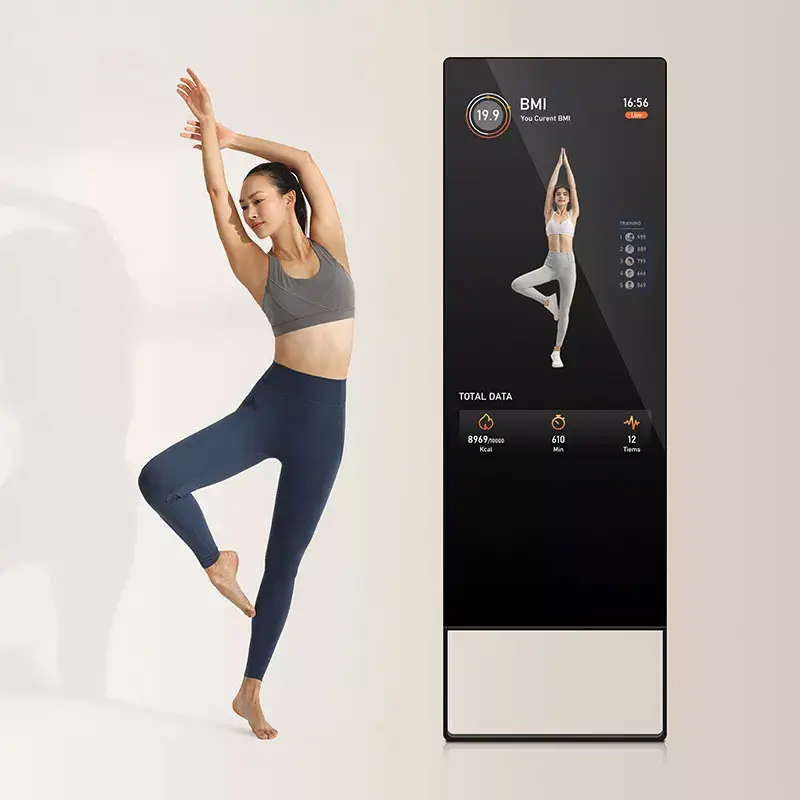 Custom Interactieve Gym Workout Smart Home Digitale Fitting Spiegels Vloerstaande Touch Screen Lcd Fitness Spiegel