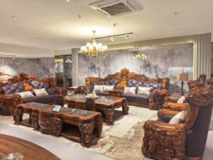 European Style Furniture Living Room <b>Set</b> Antique Luxury PU Leather <b>Sofa</b> Sectionals Wood Legs for Hotel Apartment Use - Product Image 6