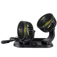 Ventilateur de voiture double tête 12V 24V, 2 vitesses, rotation à 360°, avec prise allume-cigare pour l'été