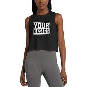 Custom Recycle Polyester Lyocell Spandex Women Crop Tank Top Quick Dry Athletic Gym Sleeveless Shirts Muscle Yoga Loose Fit