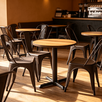 Base de table à manger en fonte de fer durable et moderne avec plateau en bois, table à manger pour restaurant commercial, café, hôtel